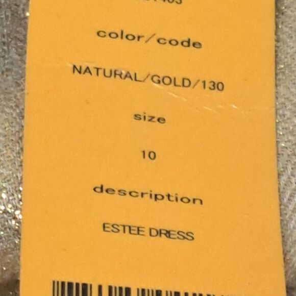 Tory Burch Women's Estee Dress Linen Gold Bias Cut Sleeveless Party Cocktail 10 - Picture 9 of 11